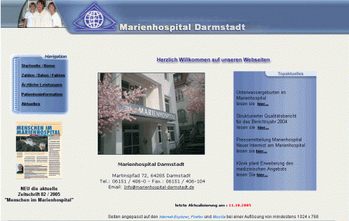 Futurelabs Internet Service: Webseite Krankenhaus