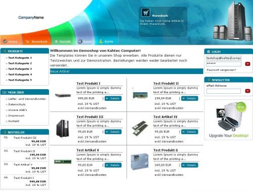Lunatec Computer Ltd.: Ein von uns erstelltes XT-Commerce Shop Template