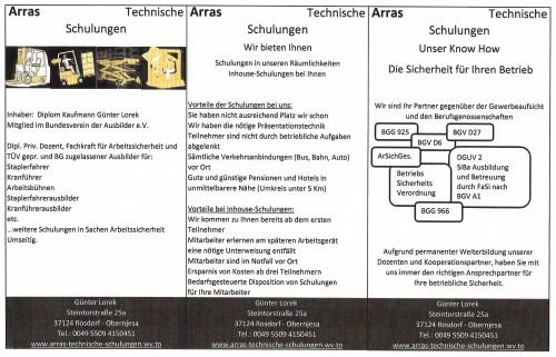 Arras Technische Schulungen: Projektreferenz