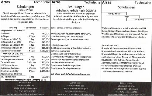 Arras Technische Schulungen: Projektreferenz
