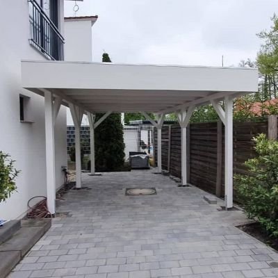 Holzbau Mielke: Carport, weiß