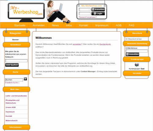 WERBUNGSZONE: Designumsetzung inkl. Einbau in xtCommerce Webshop