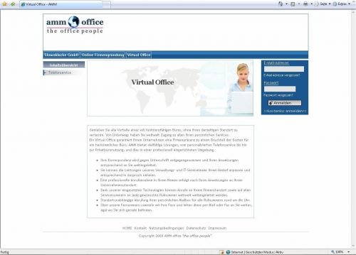 AMM: Firmenpräsentation mit Buchungsmöglichkeit verschiedener Services und Online Firmengründun...