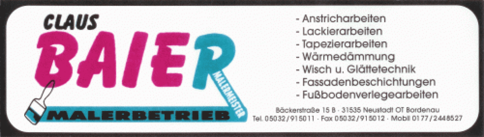 Malerbetrieb Claus Baier Logo