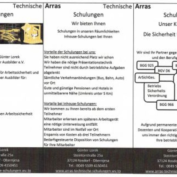 Arras Technische Schulungen: 