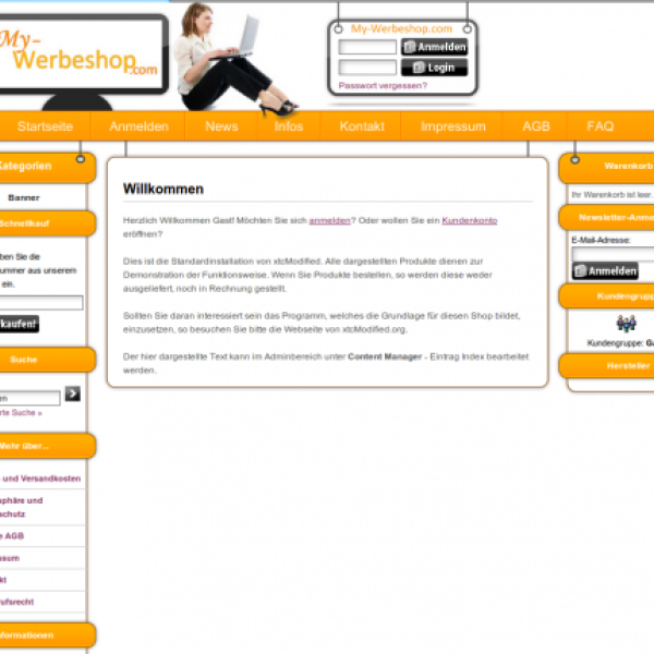 WERBUNGSZONE: Designumsetzung inkl. Einbau in xtCommerce Webshop