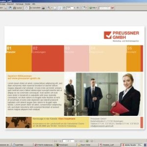Preussner GmbH Marketing- und Vertriebsagentur: Templat für Bürodienstleistungen
