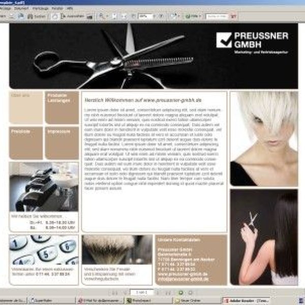 Preussner GmbH Marketing- und Vertriebsagentur: Template für Friseure/Beautybranche