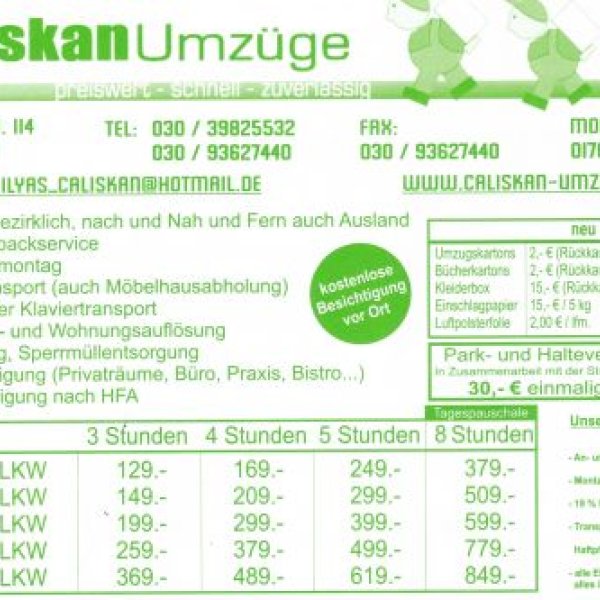 Caliskan-Umzüge* Entrümpelung* Gebäudereinigung: 